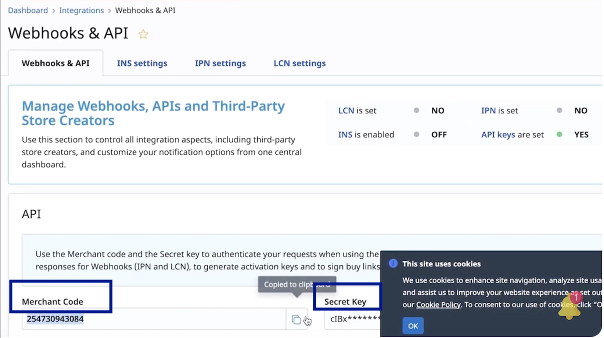 In Shopify’s 2Checkout settings